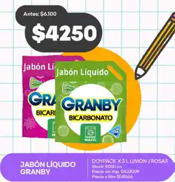 Supermercados Tadicor Granby bicarbonate jabon liquido oferta