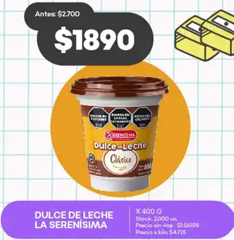 Supermercados Tadicor Dulce de leche la serenísima oferta