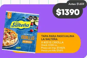 Supermercados Tadicor La Salteña tapa para pascualina oferta