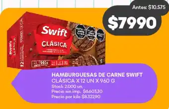 Supermercados Tadicor Swift clásica hamburguesas de carne oferta