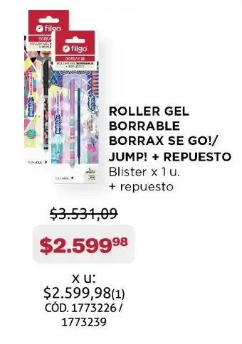 Makro Roller Gel Borrable Borrax Se Go!/ Jump! + Repuesto oferta