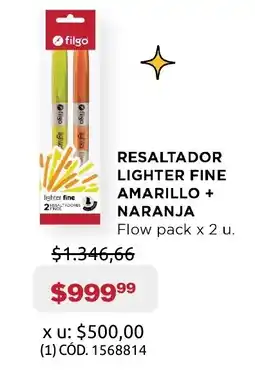 Makro Resaltador lighter fine amarillo + naranja oferta