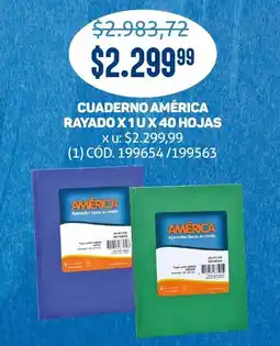 Makro Cuaderno américa rayado oferta