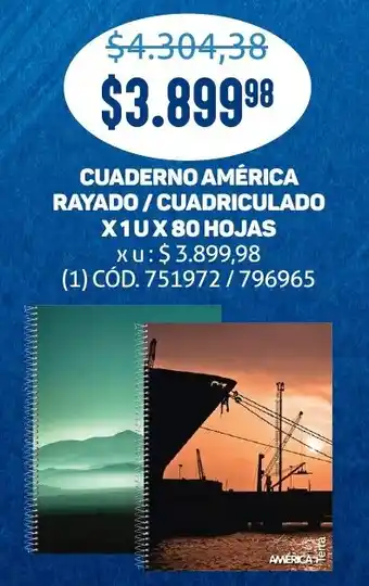 Makro Cuaderno américa rayado/cuadriculado oferta