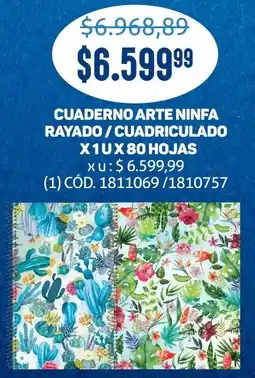 Makro Cuaderno arte ninfa rayado/cuadriculado oferta