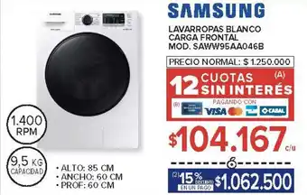 Carrefour Samsung lavarropas blanco carga frontal oferta