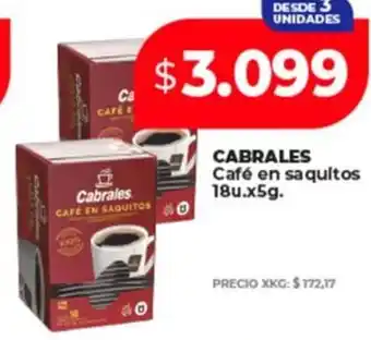 Supermayorista Vital Cabrales café en saquitos oferta