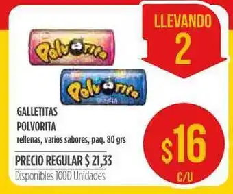 Galletitas Polvorita Rellenas Varios Sabores paq. 80grs.
