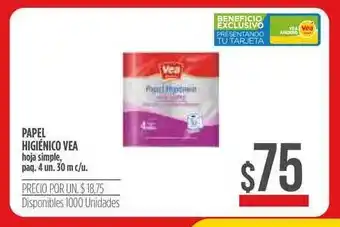 Supermercados Vea Vea Papel Higiénico Hoja Simple paq. 4un. 30m c/u oferta