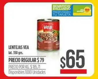 Supermercados Vea Lentejas Vea lat. 350grs. oferta