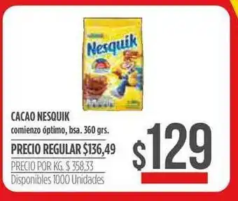 Supermercados Vea Nesquik Cacao Comienzo óptimo 360grs oferta