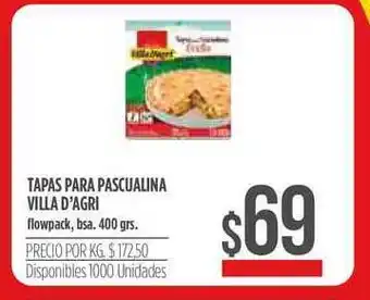 Tapas Para Pascualina Villa D'agri Flowpack Bsa. 400grs