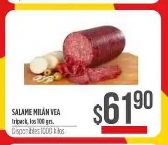 Supermercados Vea Salame Milán Vea Tripack 100grs oferta