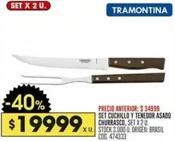 Coto Tramontina set cuchillo y tenedor asado churrasco oferta