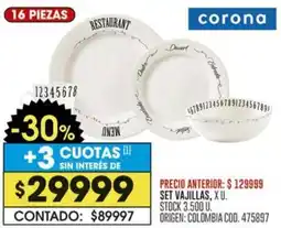 Coto Corona set vajillas oferta