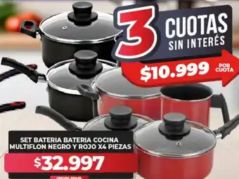 Supermayorista Vital Set bateria bateria cocina multiflon negro y rojo oferta