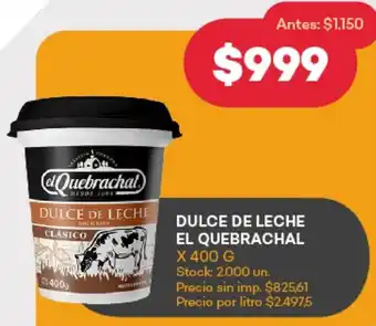 Supermercados Tadicor Dulce de leche el quebrachal oferta