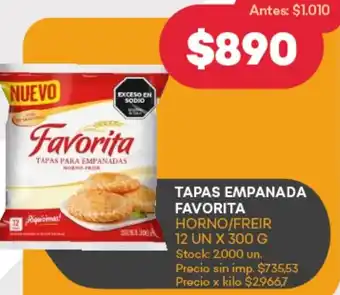 Supermercados Tadicor Tapas empanada favorita horno/freir oferta