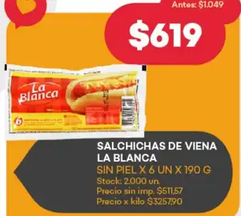 Supermercados Tadicor Salchichas de viena la blanca oferta