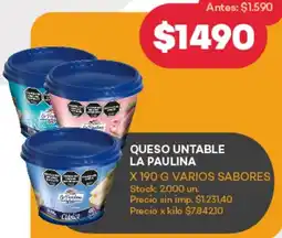 Supermercados Tadicor Queso untable la paulina oferta