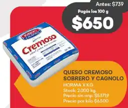 Supermercados Tadicor Queso cremoso sobrero y cagnolo oferta