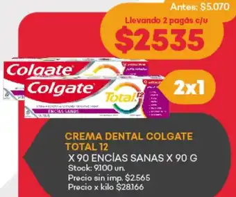 Supermercados Tadicor Crema dental colgate total 12 oferta