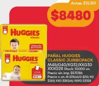 Supermercados Tadicor Pañal huggies classic jumbopack oferta