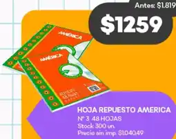 Supermercados Tadicor Hoja repuesto america oferta