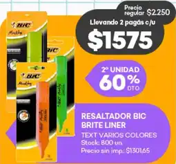 Supermercados Tadicor Bic resaltador brite liner oferta