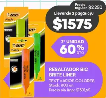 Supermercados Tadicor Bic resaltador brite liner oferta