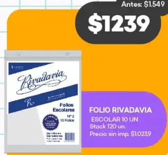 Supermercados Tadicor Folio rivadavia escolar oferta