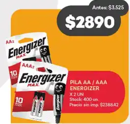 Supermercados Tadicor Energizer PILA AA/AAA oferta