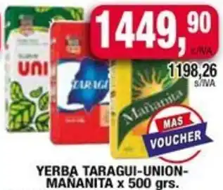 Maxiconsumo Yerba taragui-union- mananita oferta