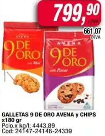 Maxiconsumo Galletas 9 de oro avena y chips oferta