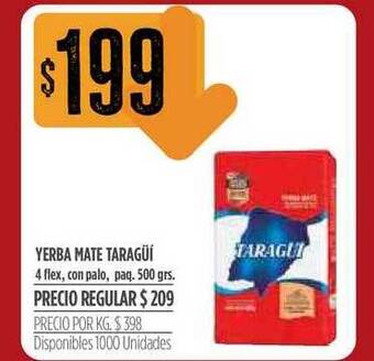 Supermercados Vea Yerba Mate Taragüí 500grs. oferta