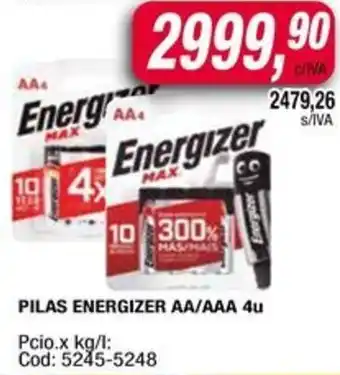 Maxiconsumo PILAS ENERGIZER AA/AAA oferta