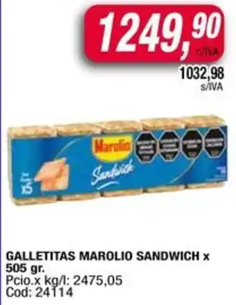 Maxiconsumo Galletitas marolio sandwich oferta