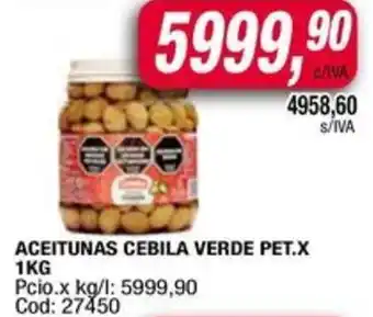 Maxiconsumo Aceitunas cebila verde pet oferta