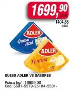 Maxiconsumo Queso adler vs sabores oferta