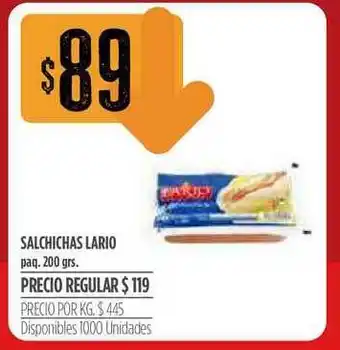 Supermercados Vea Salchichas Lario paq. 200grs. oferta