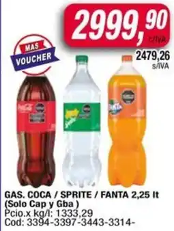 Maxiconsumo Gas. coca / sprite / fanta oferta