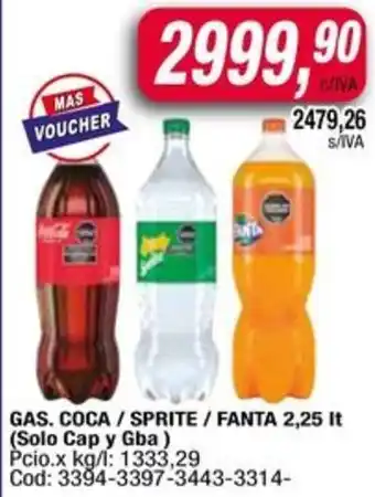 Maxiconsumo Gas. coca / sprite / fanta oferta