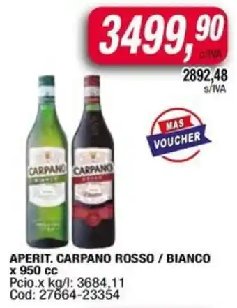 Maxiconsumo Aperit. carpano rosso / bianco oferta