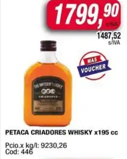 Maxiconsumo Petaca criadores whisky oferta