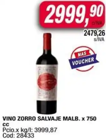 Maxiconsumo Vino zorro salvaje malb. oferta