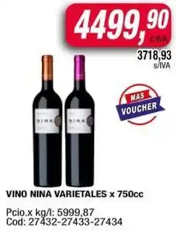 Maxiconsumo Vino nina varietales oferta