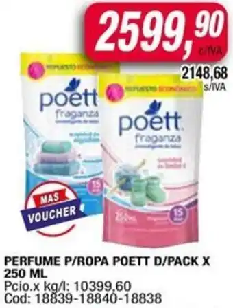 Maxiconsumo Perfume p/ropa poett d/pack oferta