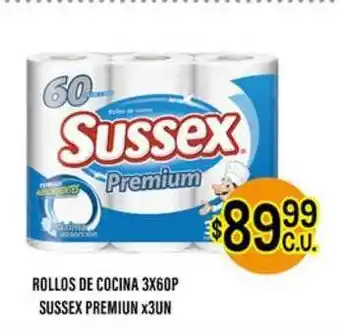 Supermercados Toledo Sussex Premiun Rollos De Cocina 3x60P x3un oferta