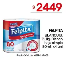 Nini Mayorista Felpita blanquis. p.hig. blanco hoja simple oferta