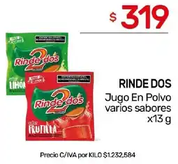 Nini Mayorista Rinde dos jugo en polvo varios sabores oferta